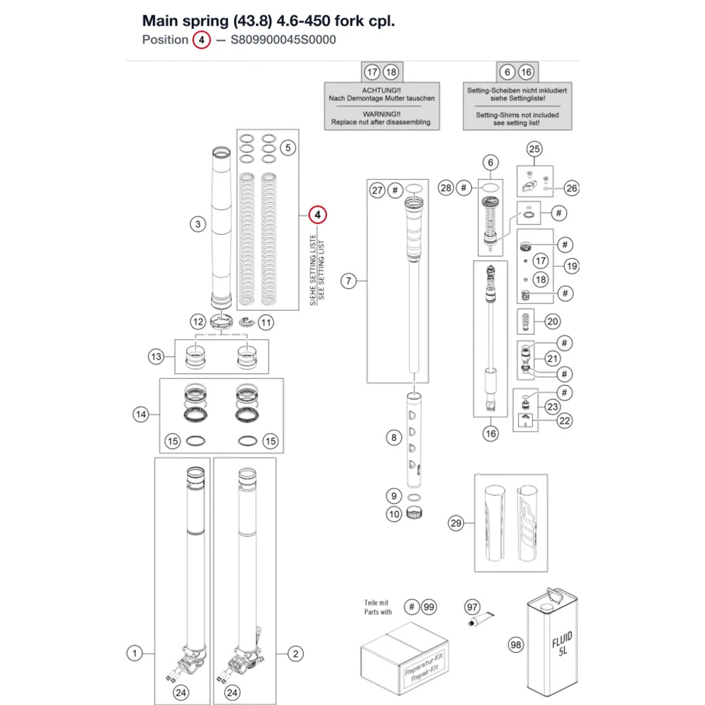 Main spring (43.8) 4.6-450 fork cpl.