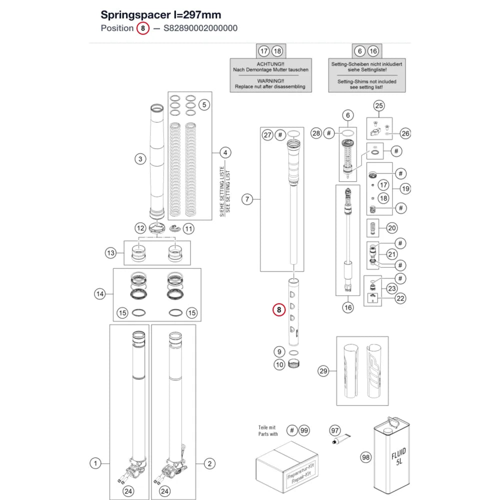 Springspacer l=297mm
