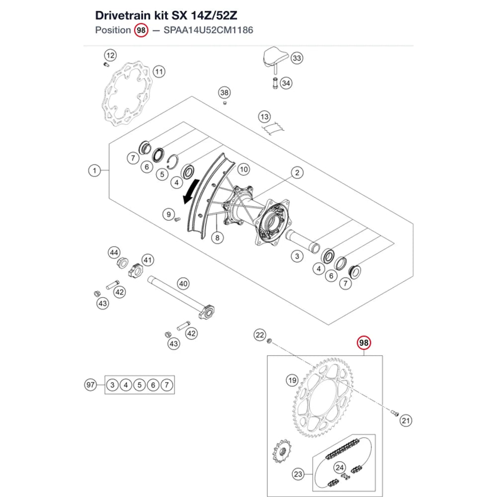 Drivetrain kit SX 14Z/52Z