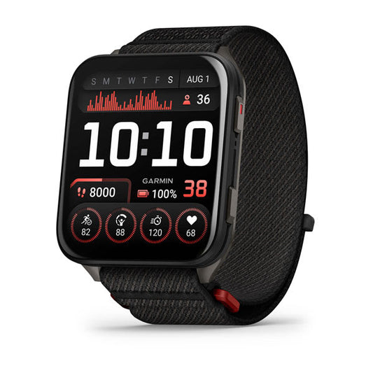 Garmin Venu X1 – Black / Slate Titanium Caseback and Black ComfortFit Nylon Band – 010-02980-00