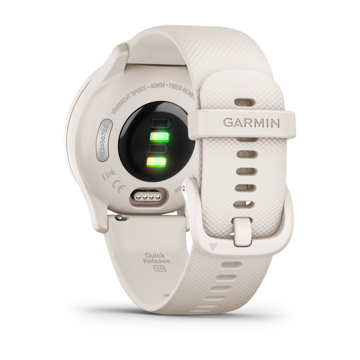 Garmin vívomove Sport – Ivory Case and Silicone Band with Peach Gold Accents – product view (010-02566-01)