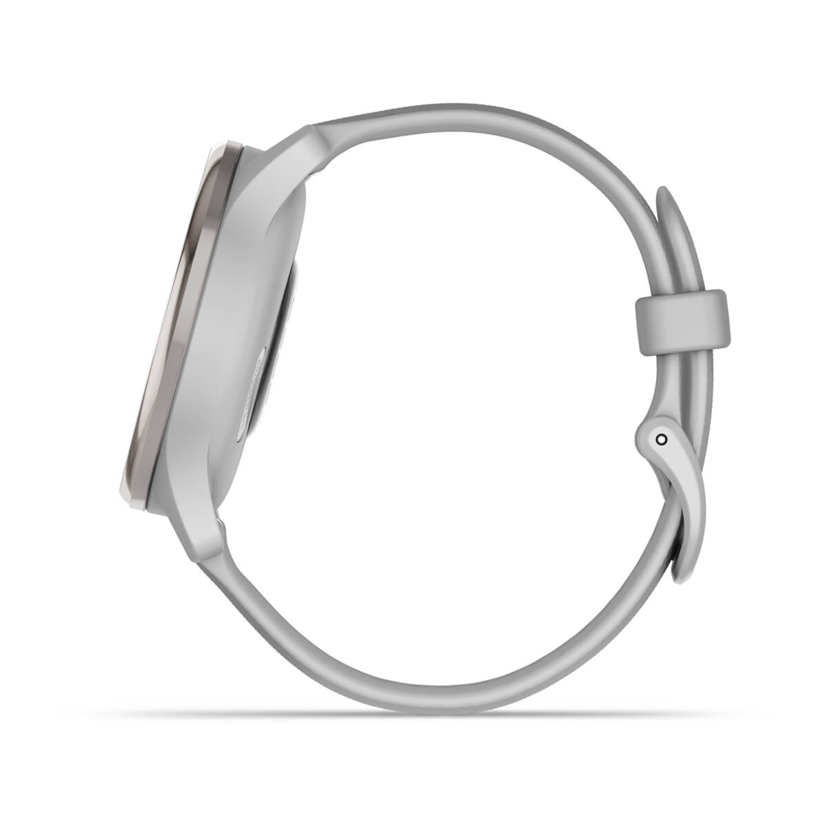Garmin vívomove Trend – Silver Stainless Steel Bezel / Mist Gray Case and Silicone Band – detail view 5 (010-02665-03)