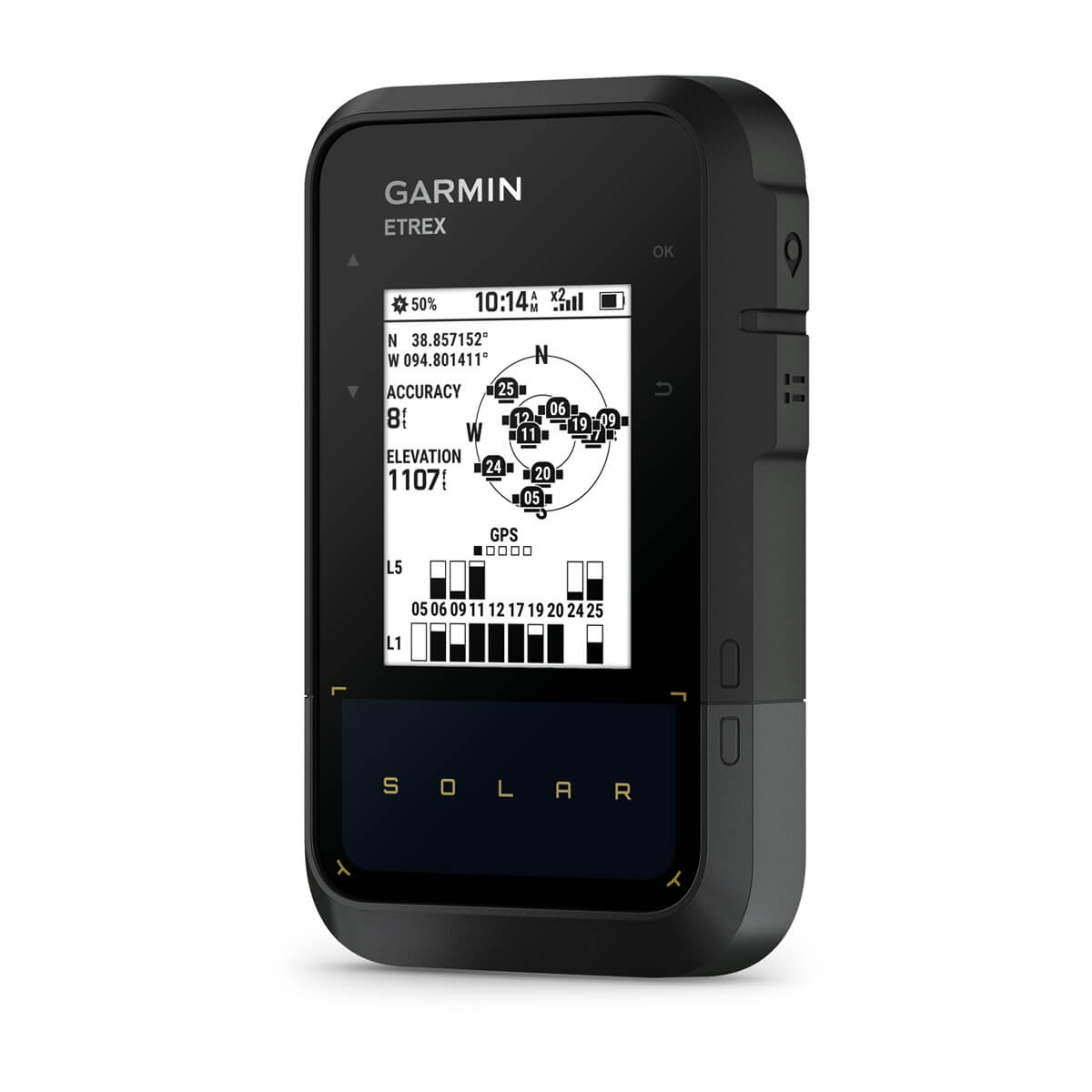 Garmin eTrex Solar – Solar Powered GPS Handheld Navigator – detail view 1 (010-02782-00)