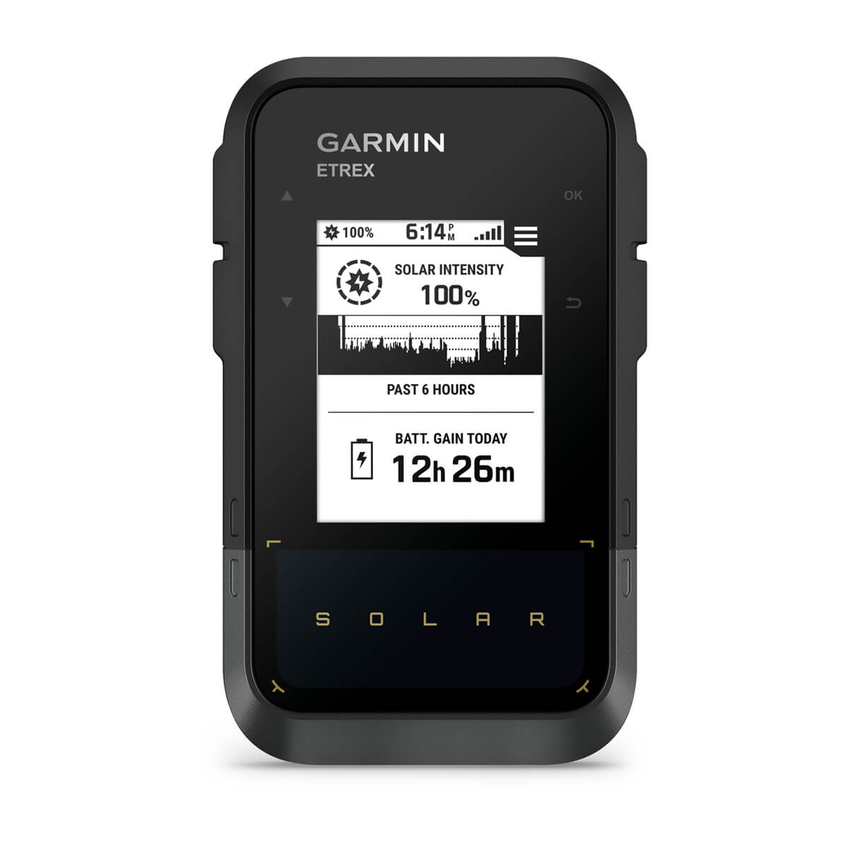 Garmin eTrex Solar – Solar Powered GPS Handheld Navigator – front view (010-02782-00)