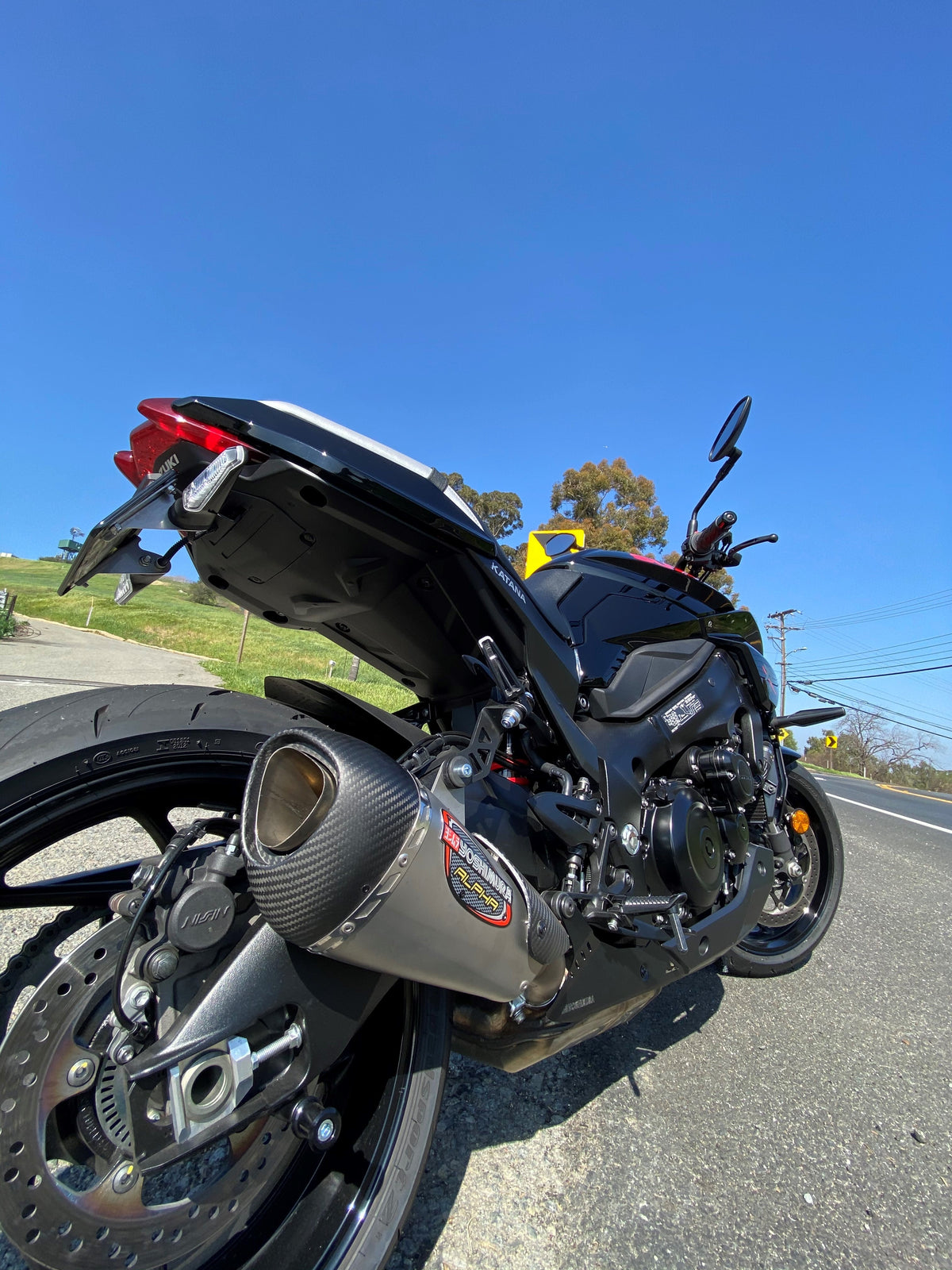 Yoshimura Alpha T Stainless Slip-On Exhaust with Stainless Muffler – lifestyle photo (11500BP520)