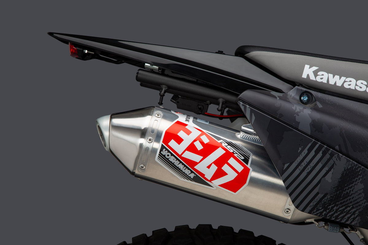 Yoshimura RS-2 Aluminum Slip-On Exhaust for Kawasaki KLX250S-SF/KLX300S-SM – product view (14302BC350)