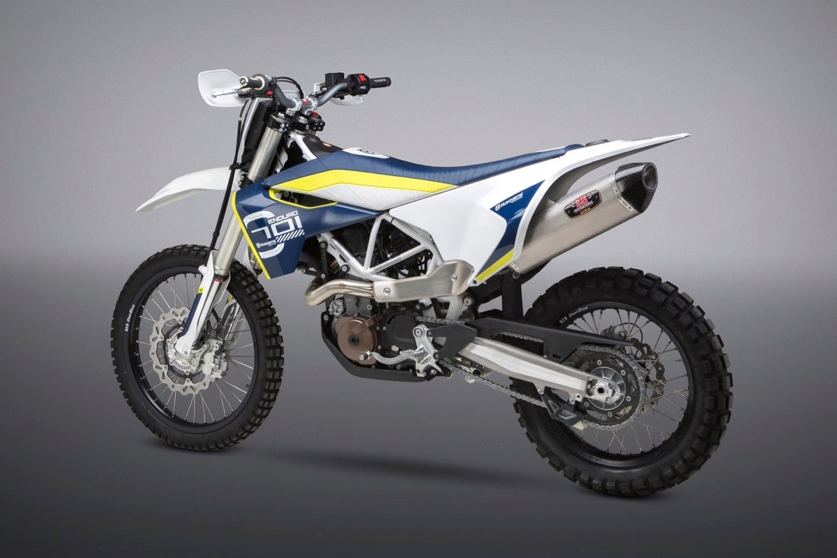 Yoshimura R-77 Stainless Slip-On Exhaust for Husqvarna 701-ENDURO-SUPER-MOTO / KTM 690-ENDURO-R – product view (19701BD520)