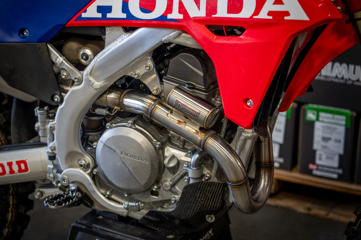 Yoshimura RS-12 Stainless, Titanium Full Exhaust with Titanium Muffler for Honda CRF450R/RX – product view (225870S720)