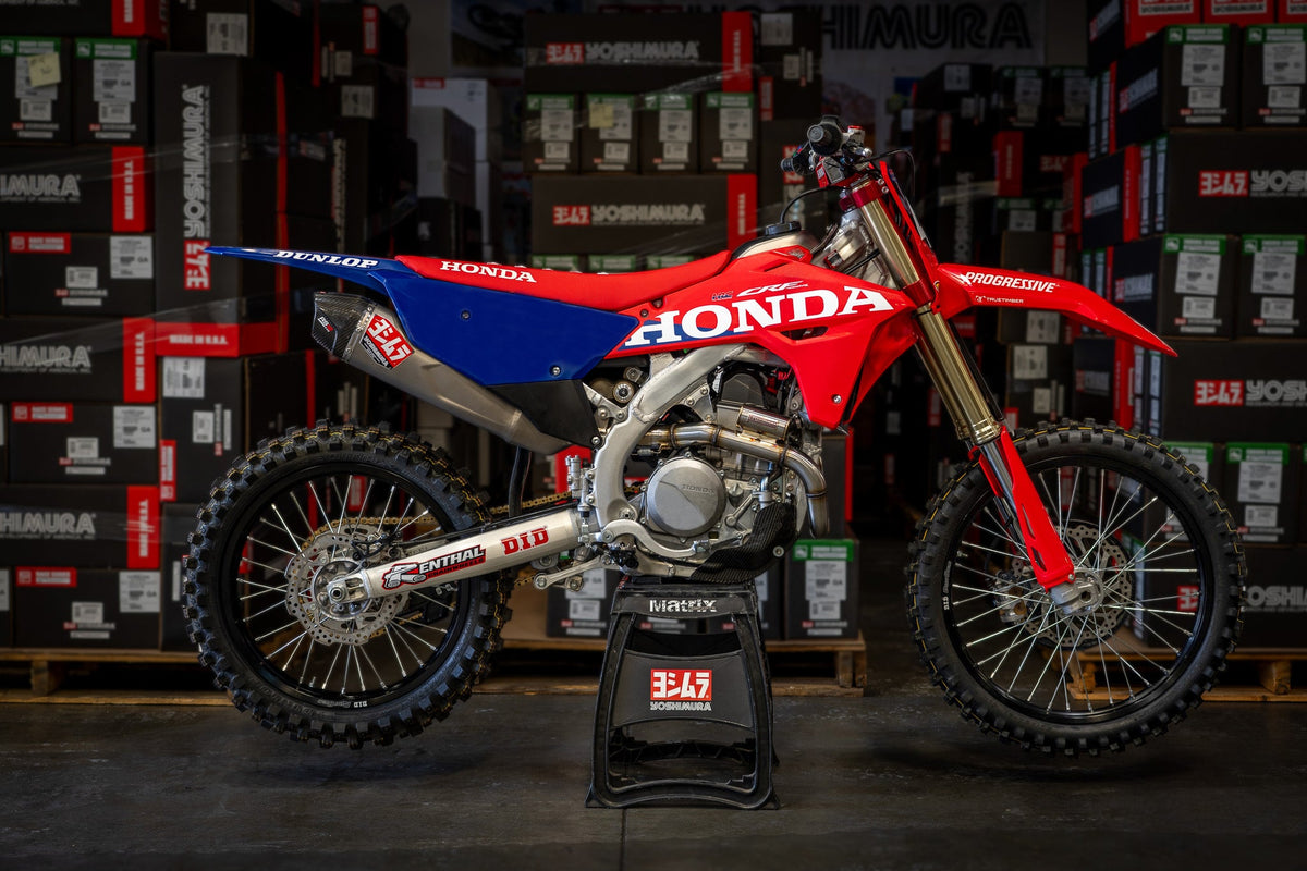 Yoshimura RS-12 Stainless, Titanium Full Exhaust with Titanium Muffler for Honda CRF450R/RX – product view (225870S720)