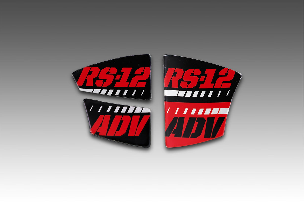 Yoshimura MUFFLER BADGE RS-12 ADV End Cap Decal Set (3 pcs) (RS12-NB006R)