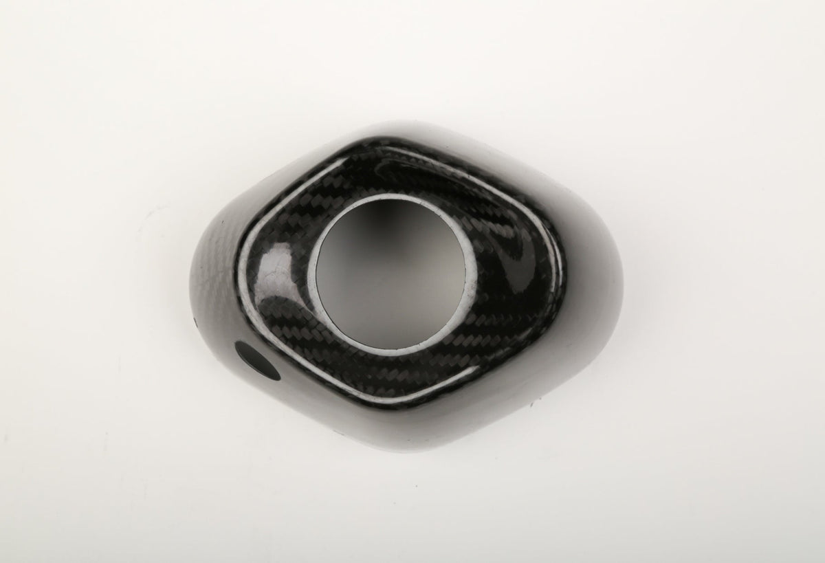 Yoshimura RS9 Carbon Fiber End Cap Cover Left Side – product view (YM9-CFC-L-01)