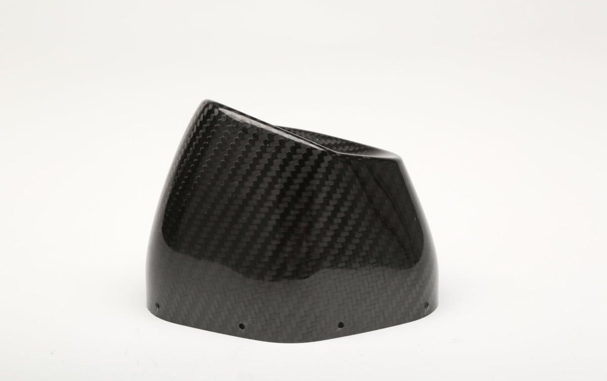 Yoshimura RS9 Carbon Fiber End Cap Cover Left Side – product view (YM9-CFC-L-01)